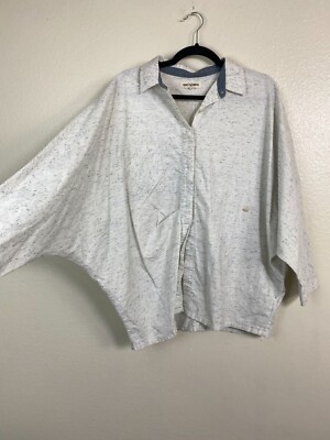 Rivet & Thread Womens Oversized Dolman Sleeve Button Up Shirt Large 100% Cotton