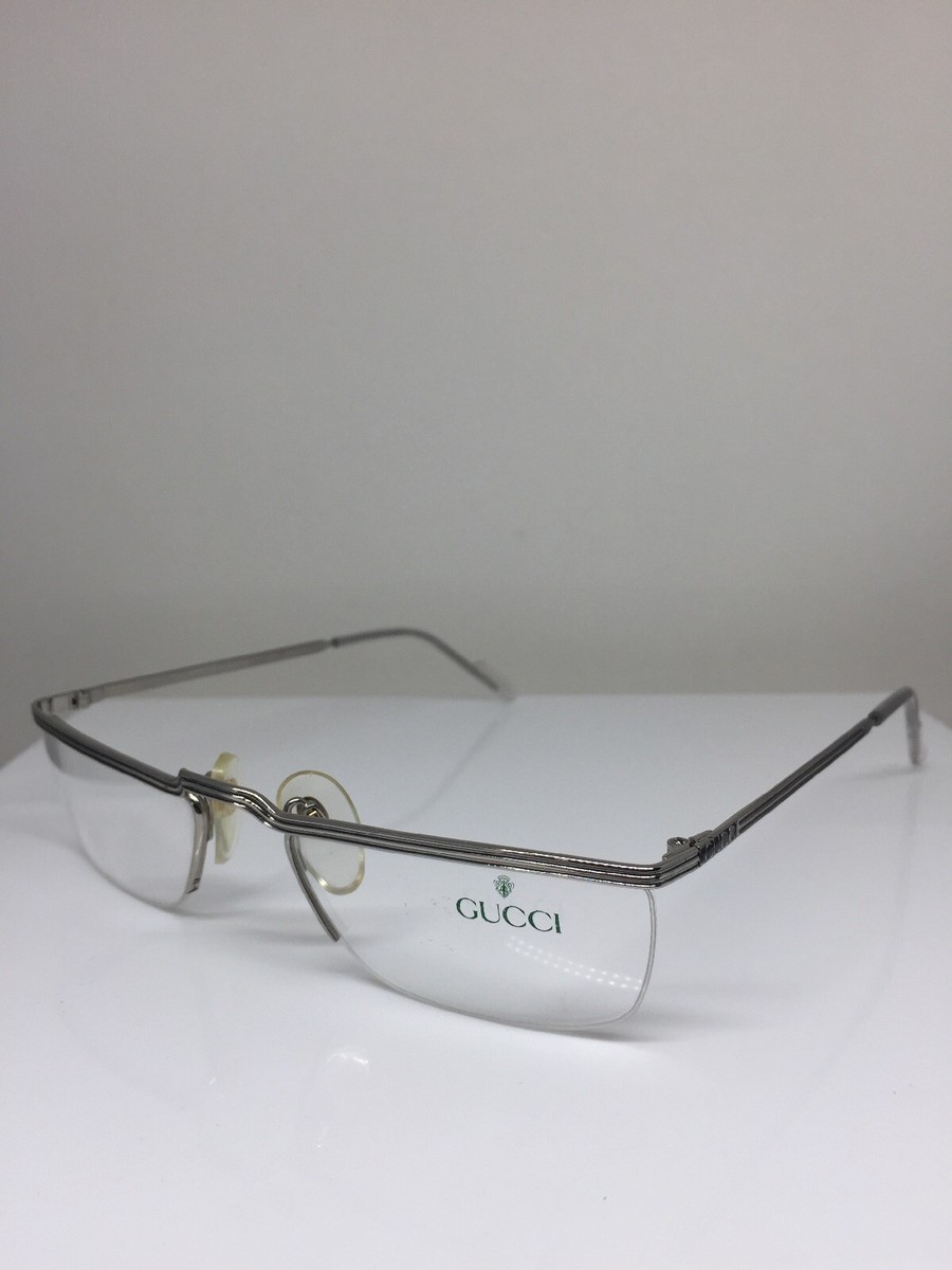 New Vintage Gucci GG 1207 Eyeglasses C. 58E Shiny Silver