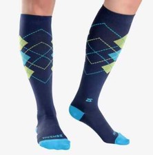 Zensah L98413 Womens Navy Classic Argyle Compression One Pair Socks Size Medium