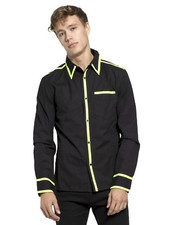 TRIPP GOTHIC ROCKER BICKER RETRO PUNK GOTH ROCK BLACK GREEN SAFETY SHIRT ST7519M