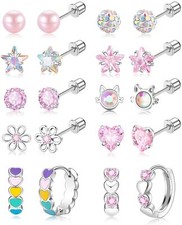 Surgical Stainless Steel Earrings Hypoallergenic Screw Back Stud Earrings for...