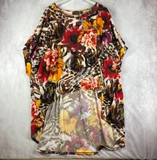 Attitudes by Renee Como Jersey High Low Tunic XL Petite Floral Dolman Sleeve