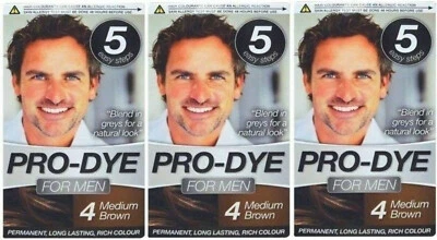 Glamorize Pro-Dye Long Lasting Rich Colour Hair For Men (Medium Brown) (3 Pack)