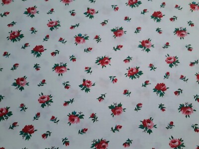 FS FRUTA Y FLOR Cinderella Rosebuds in Cloud Mosquera Cotton Fabric HALF Yard