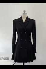 Little Black dress pleated long sleeve fitting