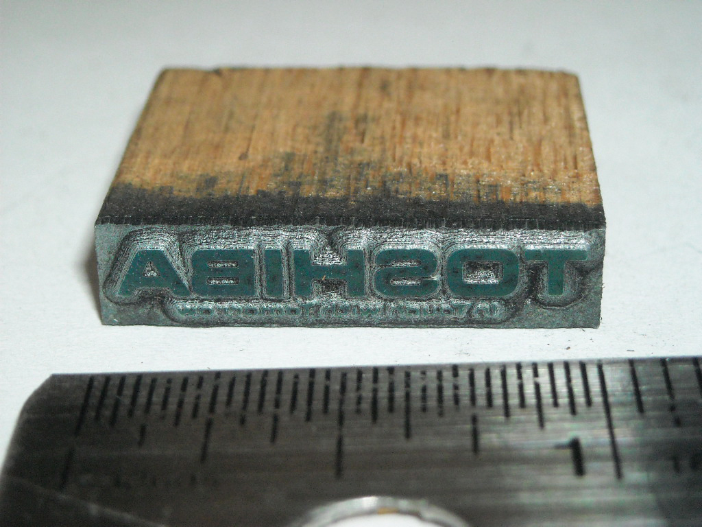 Vintage TOSHIBA Electonics  Letterpress Printers Block Letterpress Metal Stamp