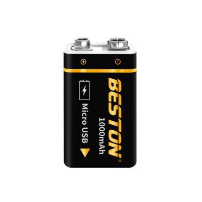 BESTON 9V Battery Rechargeable USB Charging 1000mAh 9Volt Li-Ion Battery Power