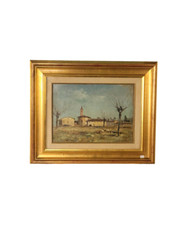 QUADRO OLIO SU TELA CON CORNICE - ERNESTO MAGROTTI "CASSANO SAN GIULIO"  34X24