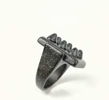 Sobral Lagerfeld Dark 6 Mini Spikes Black Glitter Artist Made Ring Size 6.75