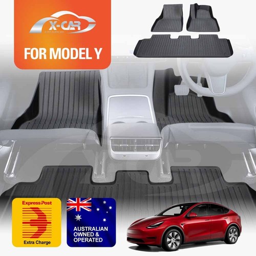 Tesla Model Y All Weather Floor TPE Rubber Mats Carpets Front Rear Set