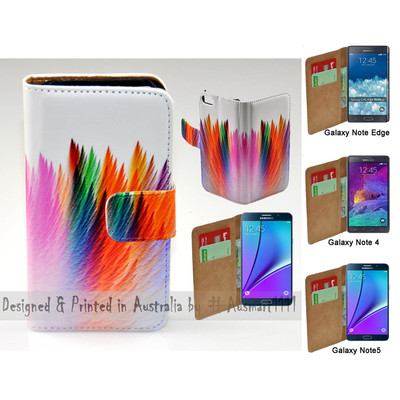 For Samsung Galaxy Note Series Abstract Feather Print Wallet Phone Case Cover