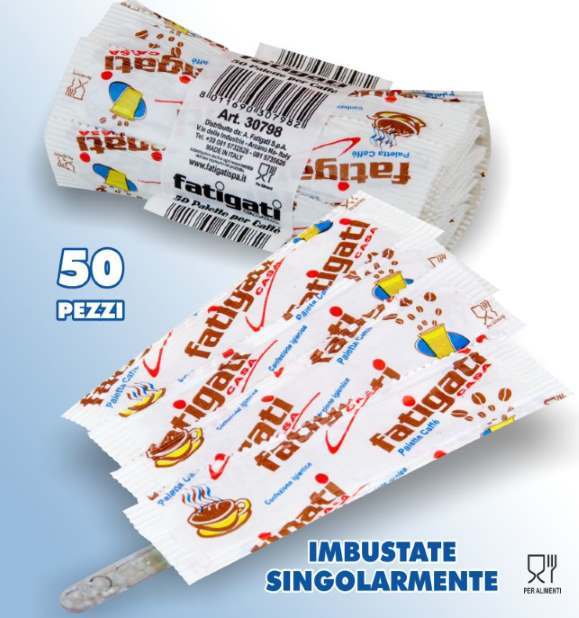 x Confezione 50 Palette Palettine Per Caffè Imbustate Singolarmente dfh