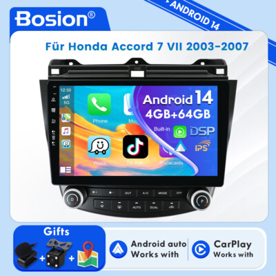 4GB+64GB Für Honda Accord 7 VII 2003-07 Android 14 Autoradio GPS IPS CarPlay DAB