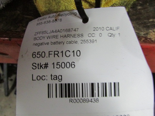 Ferrari California, Negative Battery Cable, Used, P/N 255391
