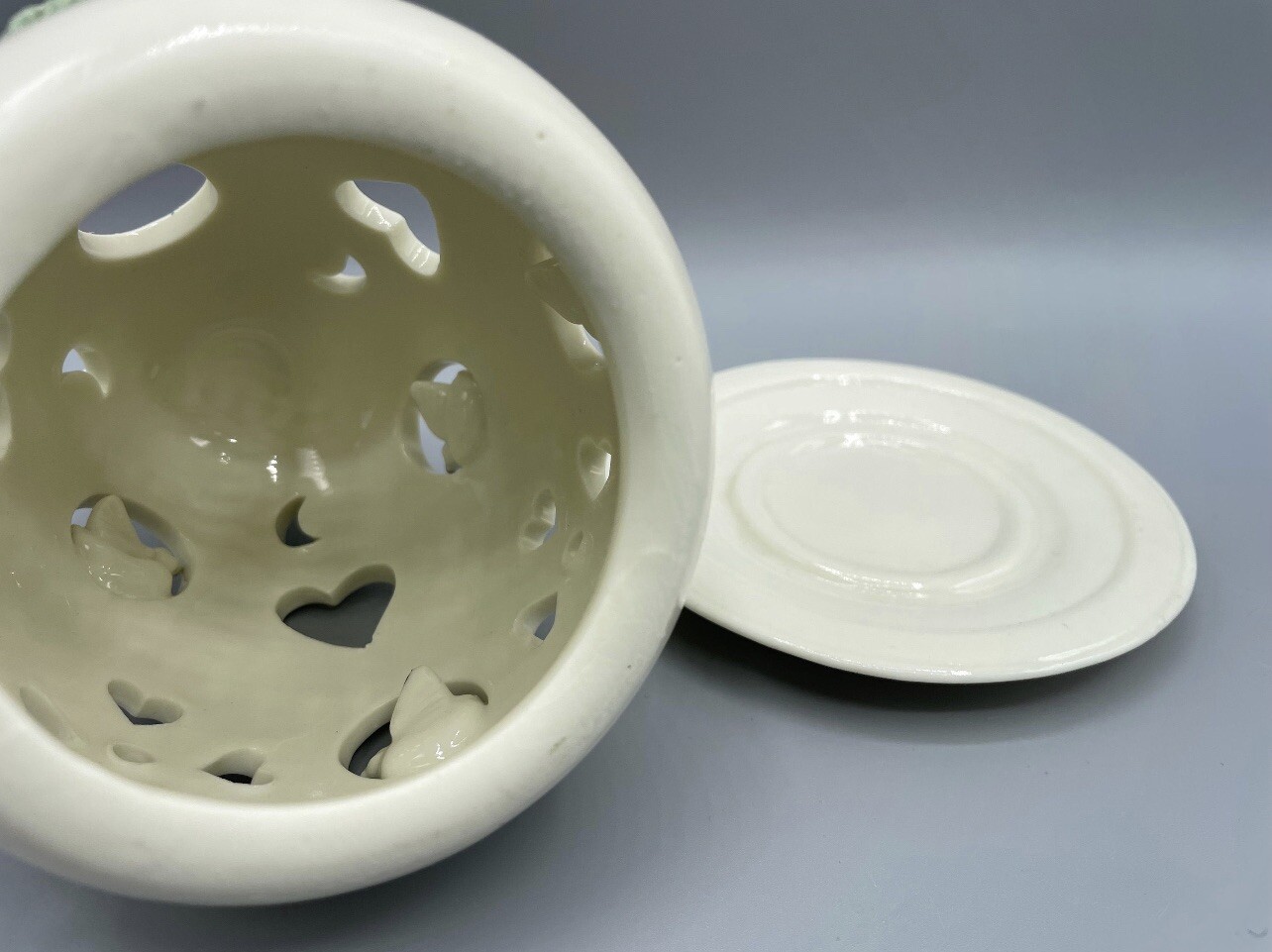 Ceramic Fairy Lamp Doves Flowers Love Romance Candle No Base