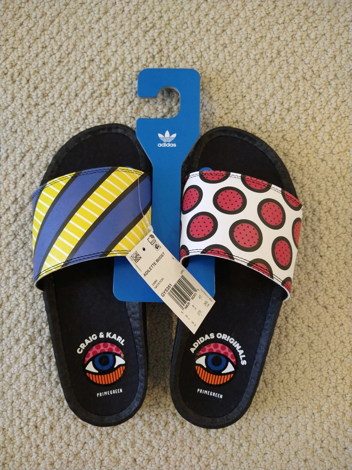 YEEZY Sandali neri da uomo Adilette Boost Craig & Karl taglia 9 GY5351