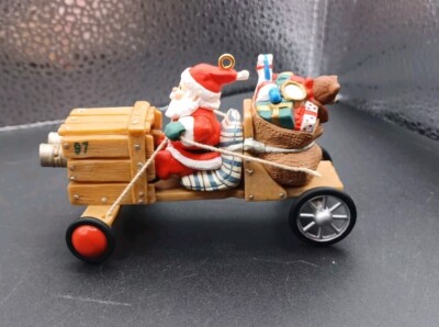 1997 The Claus-Mobile Here Comes Santa Hallmark Ornament Box Car Derby In Box
