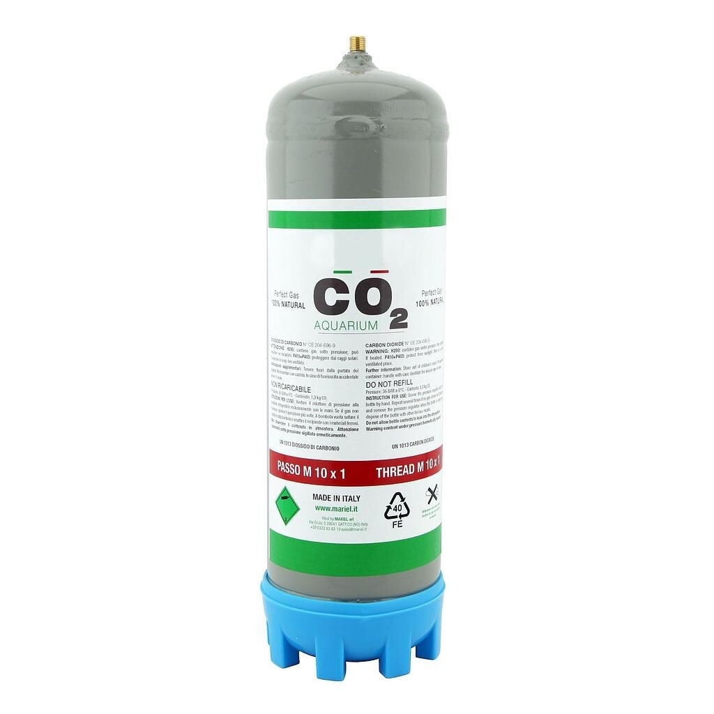Bombola CO2 1300 gr usa e getta per acquario passo 10x1mm Standard