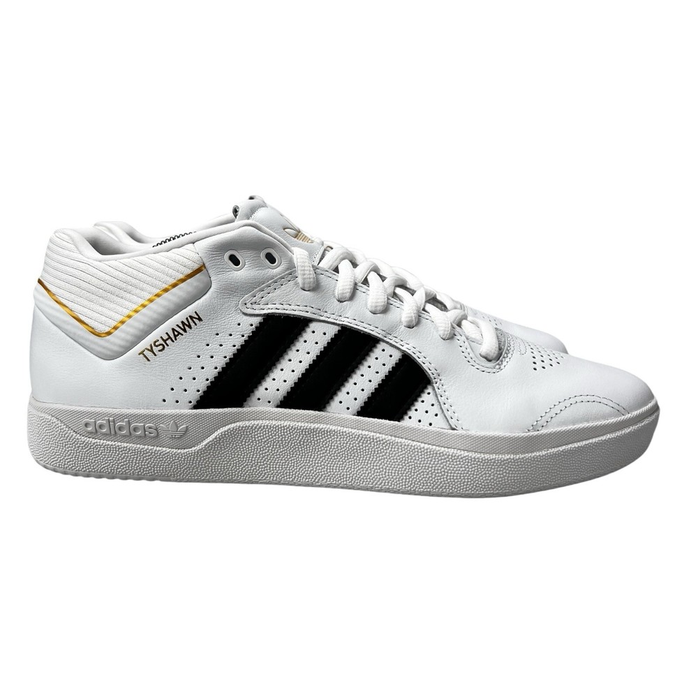 Adidas Tyshawn White Black Gold Metallic Shoes IF4625 Men's Sizes 7 - 11