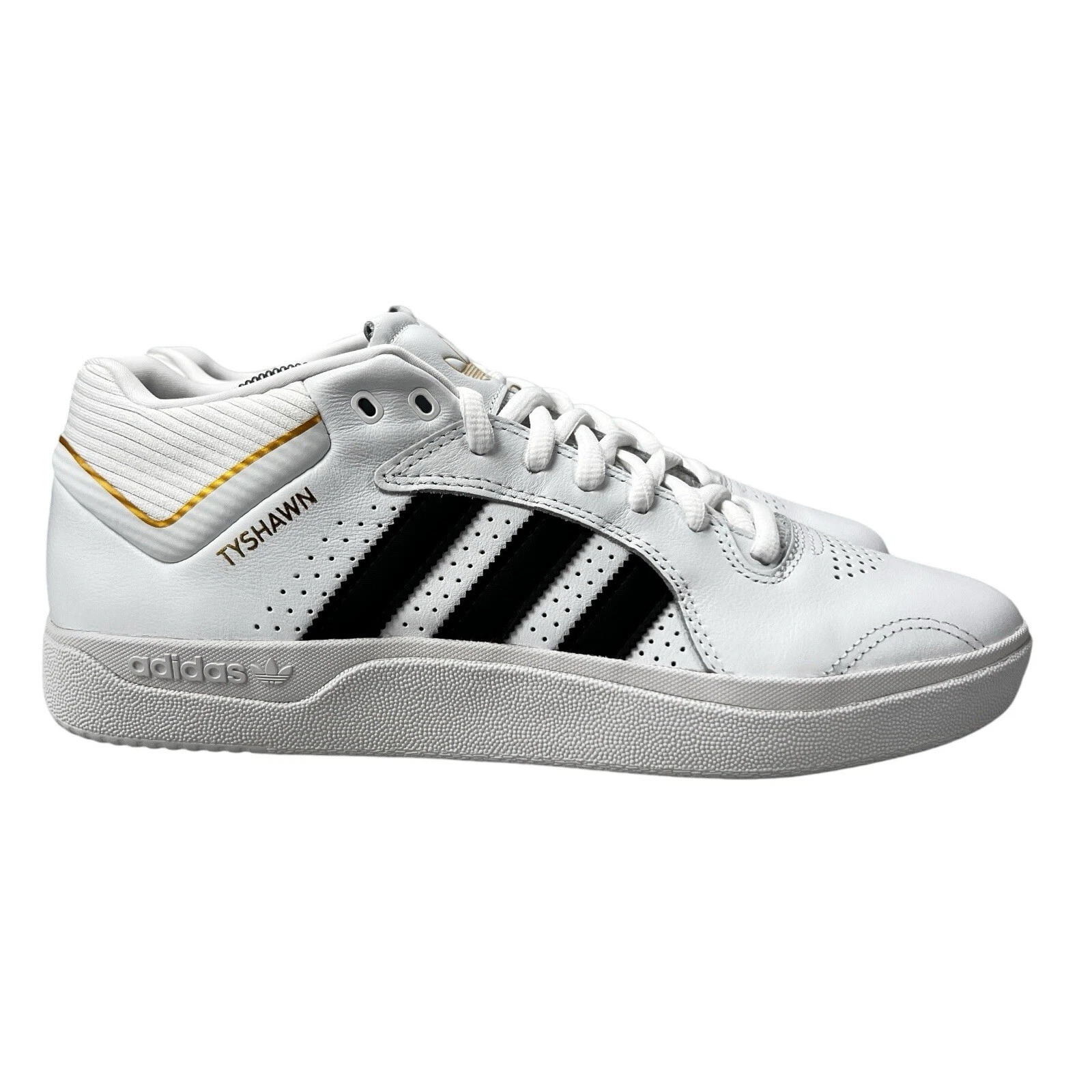 Adidas Tyshawn White Black Gold Metallic Shoes IF4625 Men's Sizes 7 - 11