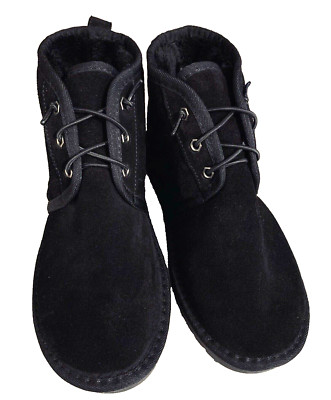 Aspen  Genuine  Suede Boots Black ankle women's sherpa fur lined Size 9
