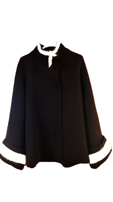 Perrico Edas Stoff Strick Kurzmantel schwarz-weiß Neu Damen