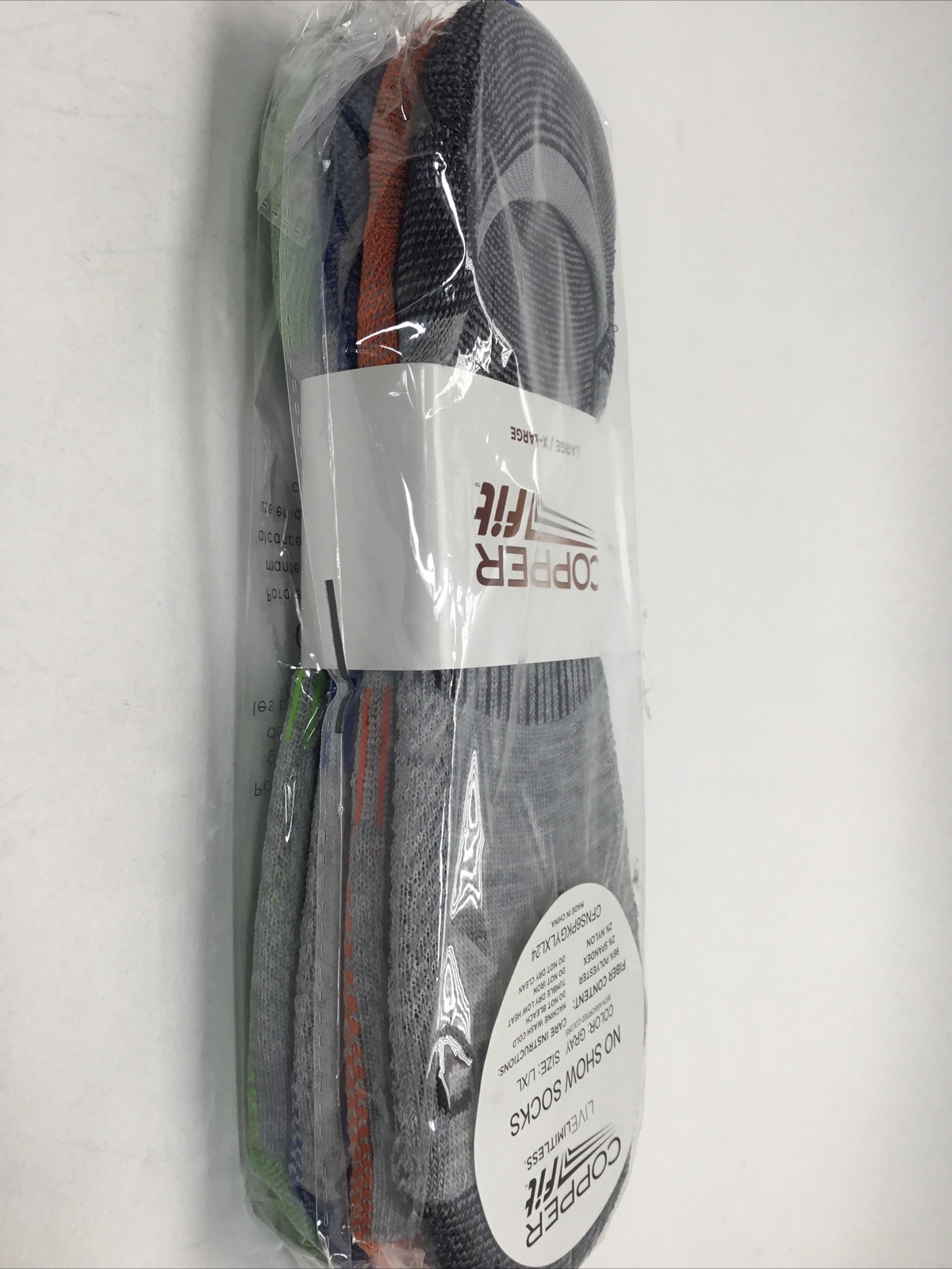 Copper Fit No show socks Gray with assorted colors 4 pack L/XL eBay