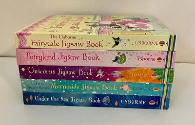 5 Usborne Jigsaw Books Under the Sea Fairyland Mermaids Unicorns Fairytale Lot