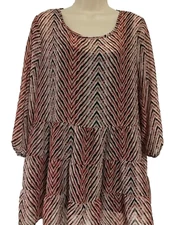 2 PC AB Studio Blouse Size M Black Camisole Red Stripe Top Round Neckline NWT