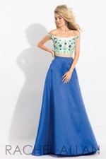 Rachel Allan 6081 Royal Blue Crop Top Ball Gown Dress sz 0
