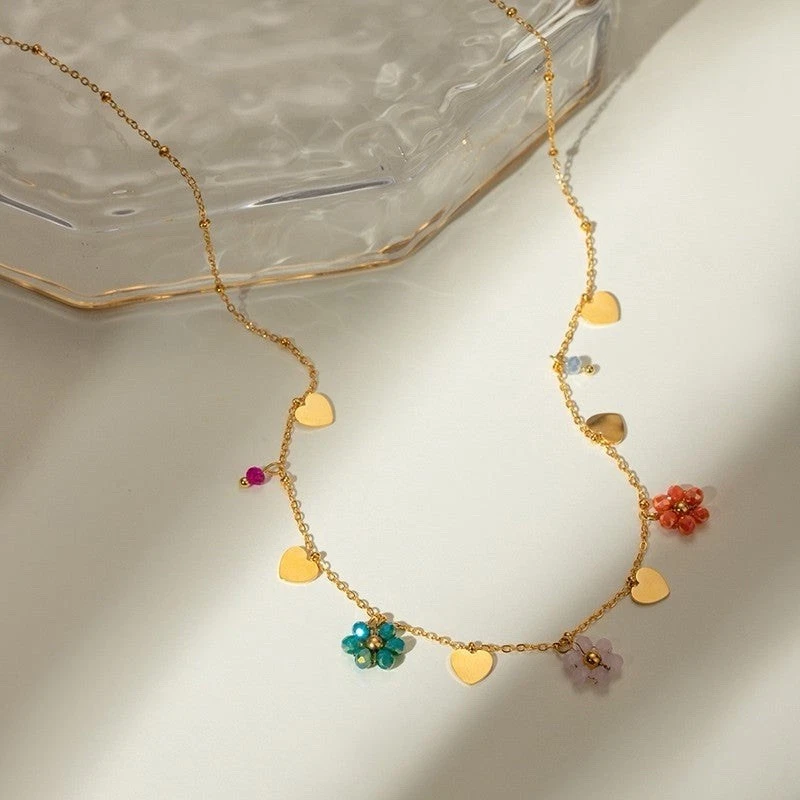 Colourful Charms Necklace 18K triple plated gold stainless steel Jewellery Bali - Image 3 of 4