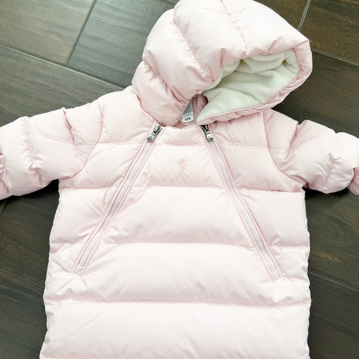 Ralph Lauren Baby Infant Pink Down Filled Hooded Bunting Puffer