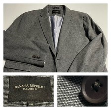 Banana Republic Jacket Sport Coat Italian Cotton Tic Grid Check Tailored 44