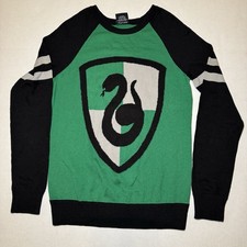 Harry Potter Slytherin Sweater Green Black Crest Knit Pullover Unisex Size S