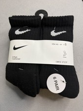 Nike Youth Dri-FIT Cushioned Crew Socks Black 6 Pack UN0019-023 10C-3Y NWT