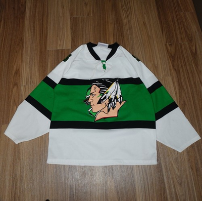 #ad #ad UND Custom Fighting Sioux Hockey Jersey #24 White AK Mens Large Vintage $150.00