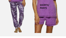 Felina WOMEN'S 2-Piece Lounge PJ PANT/SHORT Set PURPLE COMBO,L NWOT