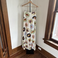 Label of Love Fruit Medallion Maxi Slip Dress Grapes Linen Blend Womens L NWT