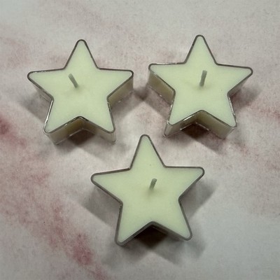 Decorative Star Theme Star-Shaped White Wax Candles Set of 3, Home Accent