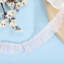 Ruffle Lace Ribbon Trim Pleated Lace Fabric Trim 11 Yard Light Pink