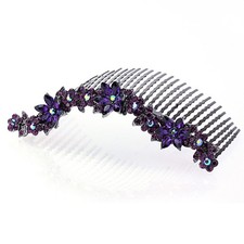 Hand Made Hair Jewelry swarovski crystal Frosted Flowers Hair Comb, Puple