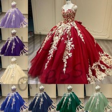 Princess Quinceanera Dresses with Bow Sweet 16 Party Golden Appliques Ball Gowns