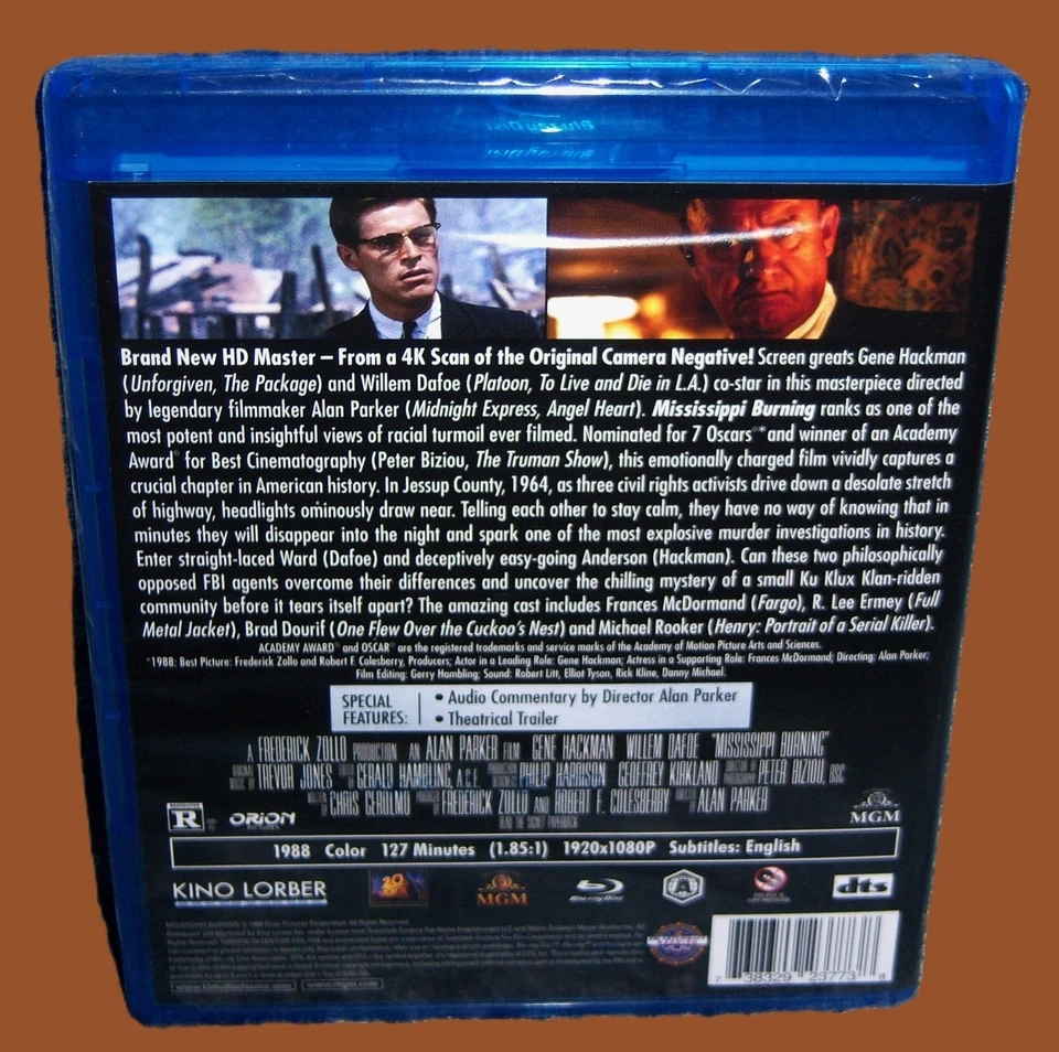 NEW RARE OOP KINO LORBER GENE HACKMAN MISSISSIPPI BURNING MOVIE BLU RAY 1988 Foto 2 de 2