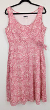 J.Crew Y2K sz 12 Fit & Flare Dress pink cream floral sleeveless tank cotton 1352