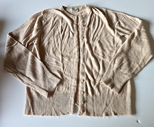 Vintage 50s sz S Women's 100 Super Orlon Beige Cardigan Sweater Missing Buttons