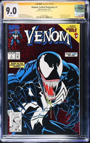 VENOM: LETHAL PROTECTOR #1 CGC SS 9.0 Signed Mark Bagley (Marvel Comics, 1993)