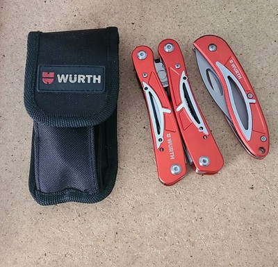 Wurth Multi-Tool & Folding Knife w/ Case Sheath Pliers File Screwdrivers
