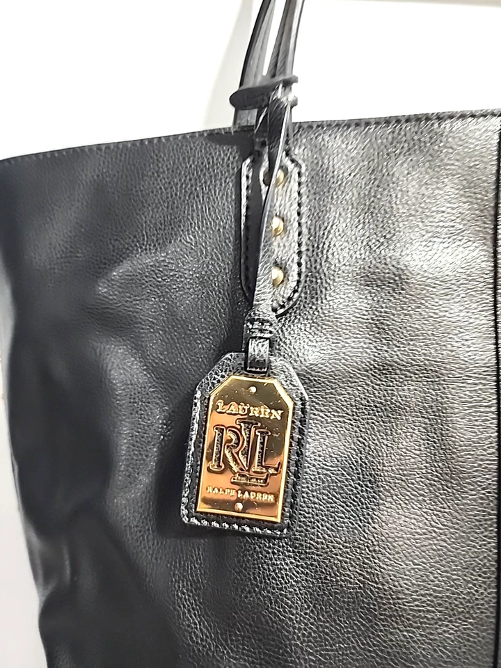 Ralph Lauren RLL Large Black Pebbled Leather Tote Shoulder Bag - Image 2 of 4