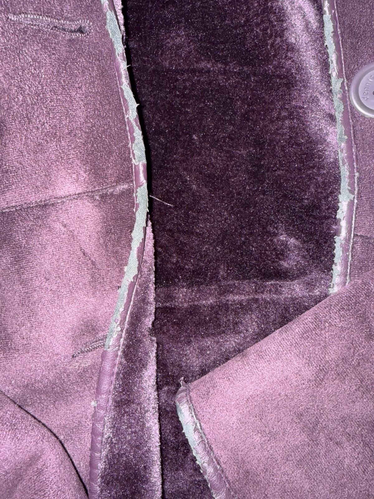 Dennis Basso Purple Collared Button Lined Long Ov… - image 3