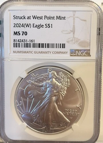 2024 (W) $1 American Silver Eagle NGC MS70 West Point Label